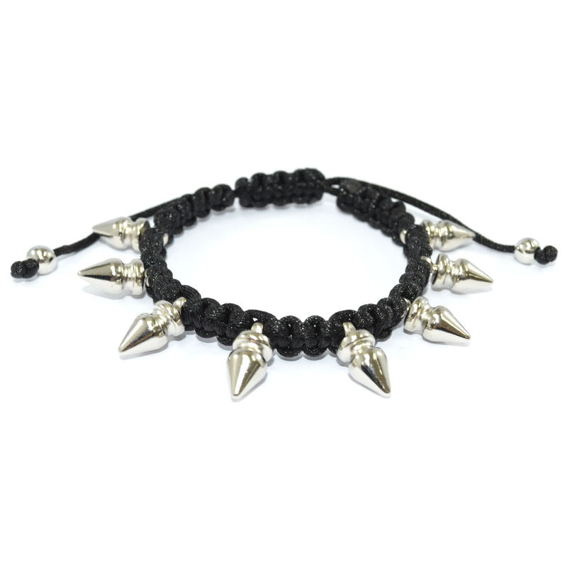 BLACK WOVEN STRING WITH SPIKE BRACELET - product image