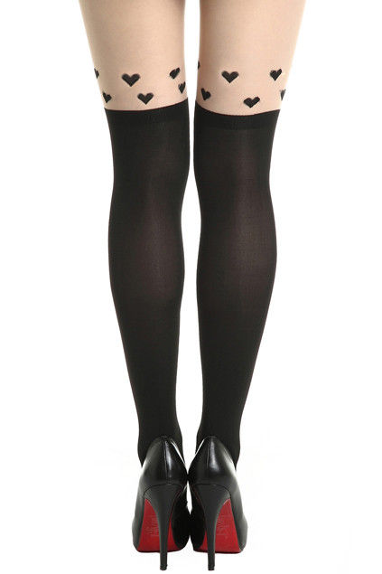 HEARTS TATTOO PATTERN TIGHTS - product image