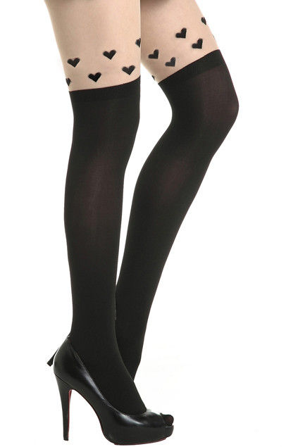 HEARTS TATTOO PATTERN TIGHTS - product image