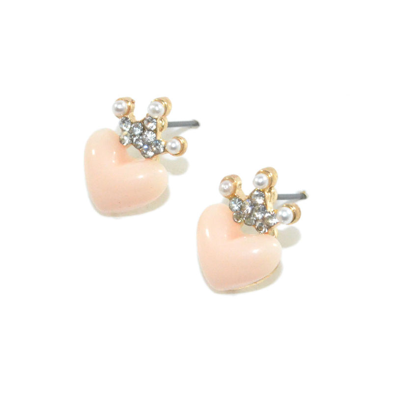 Heart With Crystal Crown Earrings Rings Tings Online Fashion Heart With Crystal Crown Earrings Product Image