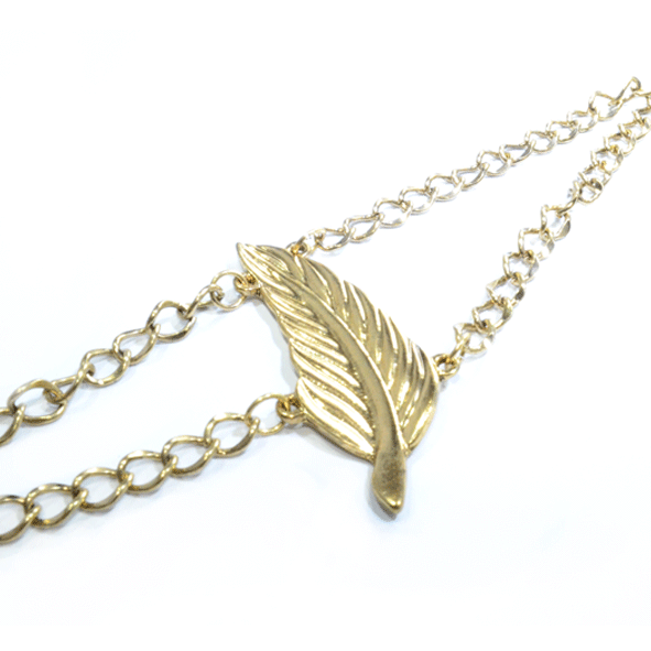 GOLD TONE LEAF DOUBLE CHAIN BRACELET - product image
