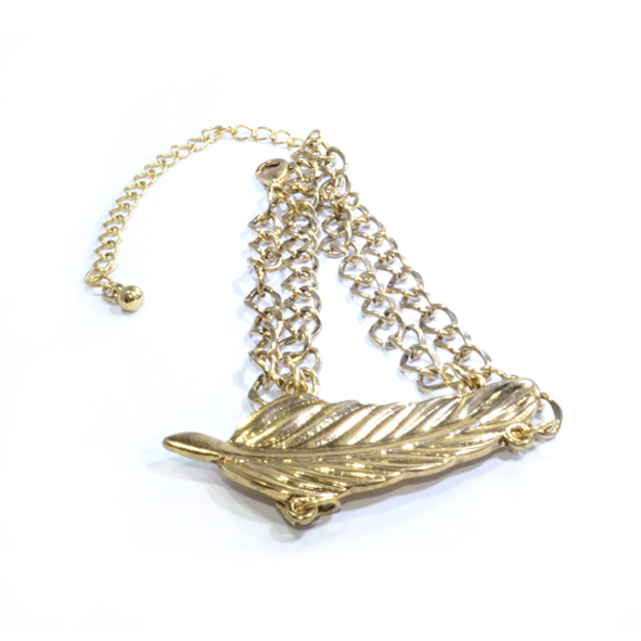 GOLD TONE LEAF DOUBLE CHAIN BRACELET - product image
