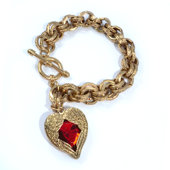 GOLD TONE HEART WITH GEM BRACELET - product image