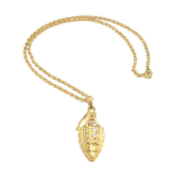 GOLD TONE GRENADE WITH CRYSTAL NECKLACE - product image
