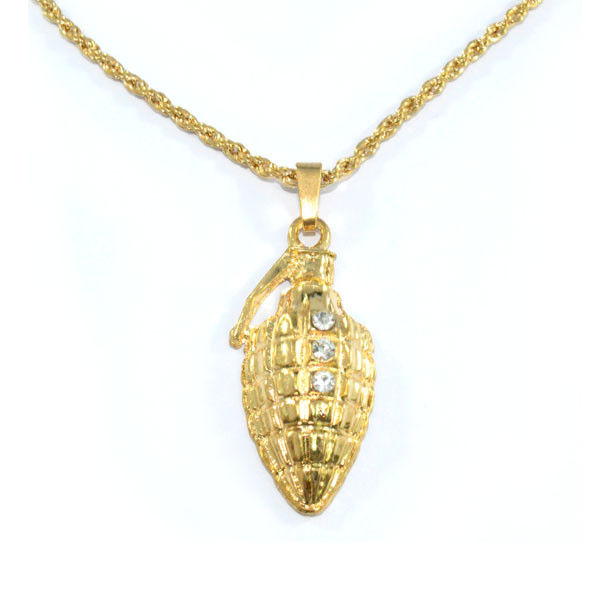 GOLD TONE GRENADE WITH CRYSTAL NECKLACE - product image
