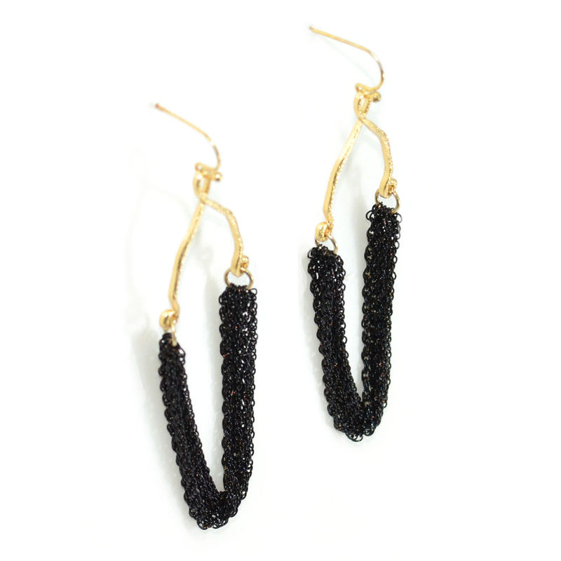 GOLD TONE CHAIN WITH COLOUR CHAINS DROP EARRINGS - product image