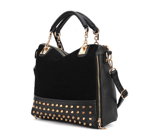 FAUX LEATHER STUD DECOR SATCHEL BAG - product image