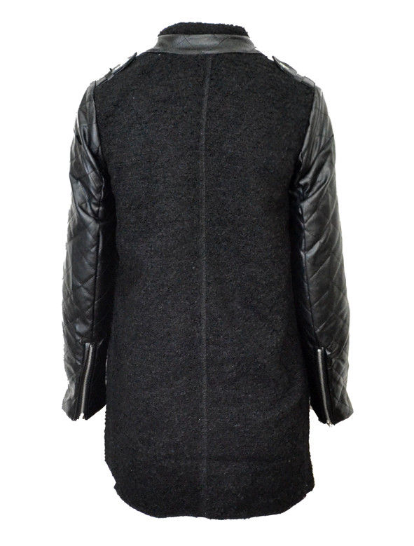 FAUX LEATHER QUILT SLEEVE COAT - product image