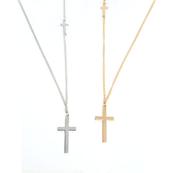 DOUBLE CROSS LONG NECKLACE - product image
