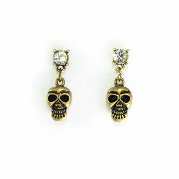 CRYSTAL WITH SKULL EARRING - product image