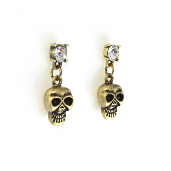 CRYSTAL WITH SKULL EARRING - product image