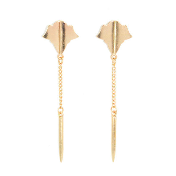 SHIELD AND SPIKE WITH CHAIN DROP EARRINGS - product image