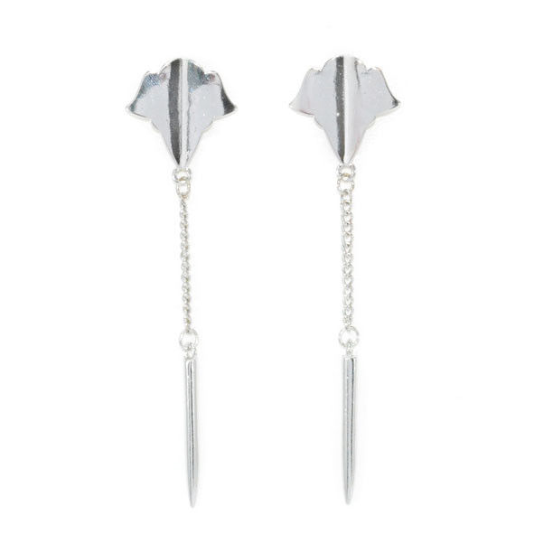 SHIELD AND SPIKE WITH CHAIN DROP EARRINGS - product image