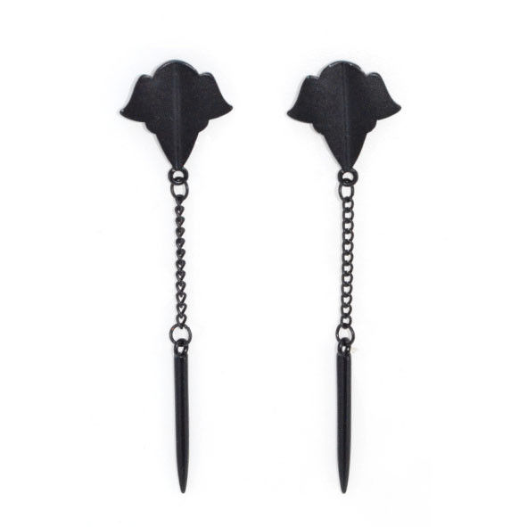 SHIELD AND SPIKE WITH CHAIN DROP EARRINGS - product image