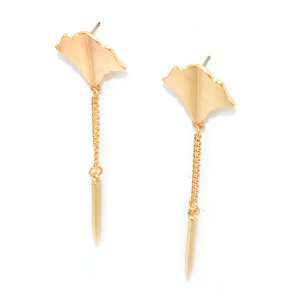 SHIELD AND SPIKE WITH CHAIN DROP EARRINGS - product image