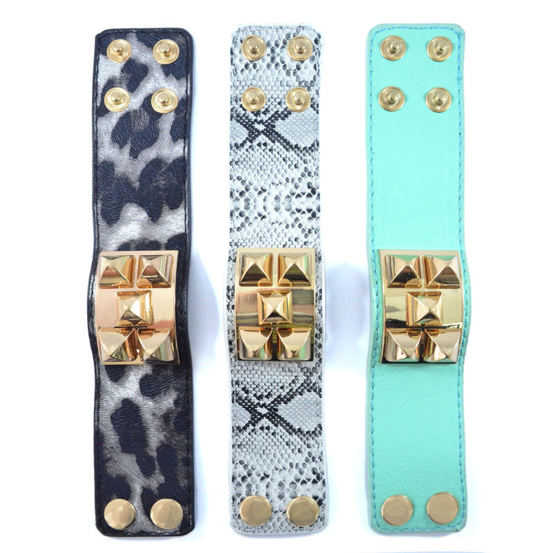 PYRAMID DECOR PATTERN FAUX LEATHER BRACELET - product image