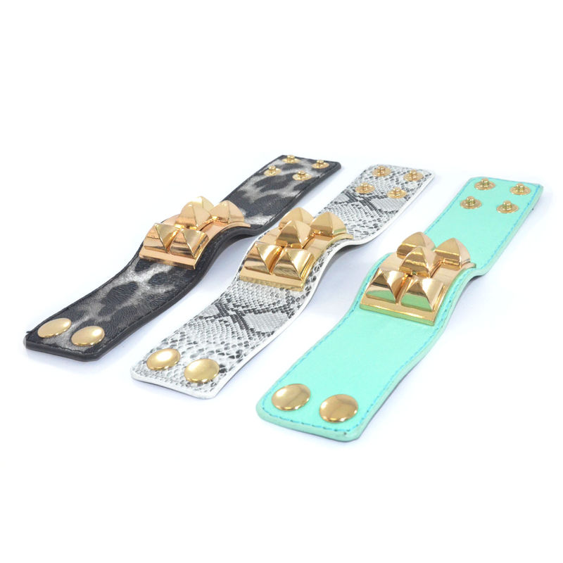 PYRAMID DECOR PATTERN FAUX LEATHER BRACELET - product image