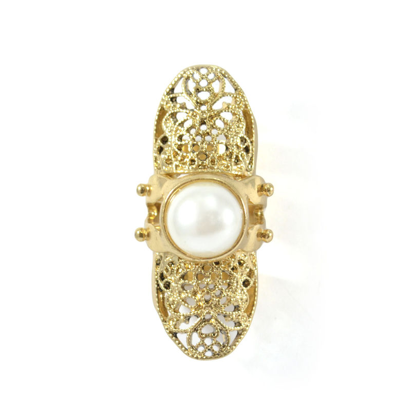 PEARL WITH PATTERN MOVABLE KNUCKLE RING - product image