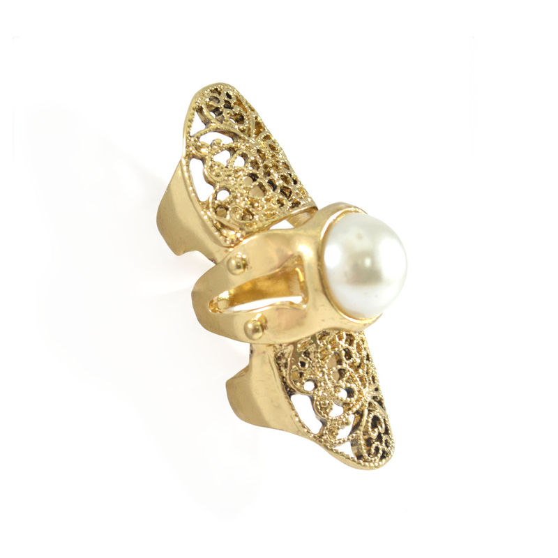 PEARL WITH PATTERN MOVABLE KNUCKLE RING - product image