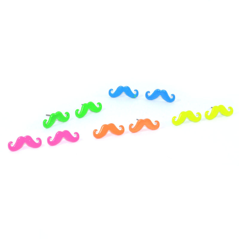 NEON MUSTACHE EARRINGS - product image