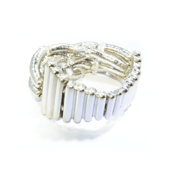 MULTI SILVER TONE CHAIN WITH CRYSTAL BRACELET - product image