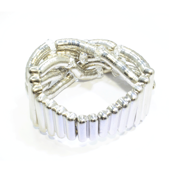 MULTI SILVER TONE CHAIN WITH CRYSTAL BRACELET - product image