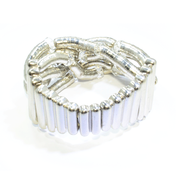 MULTI SILVER TONE CHAIN WITH CRYSTAL BRACELET - product image