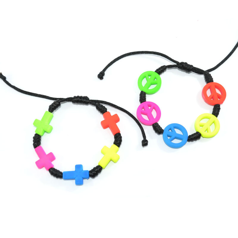 WOVEN STRING WITH NEON CHARMS BRACELET - product image