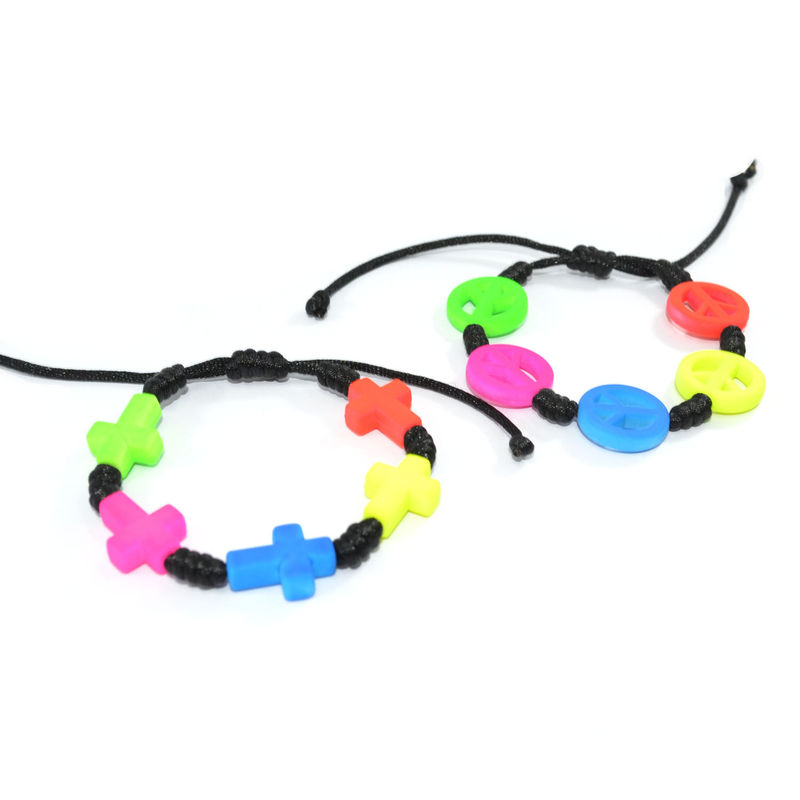 WOVEN STRING WITH NEON CHARMS BRACELET - product image