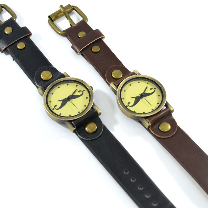 VINTAGE MUSTACHE LEATHER WATCH - product image
