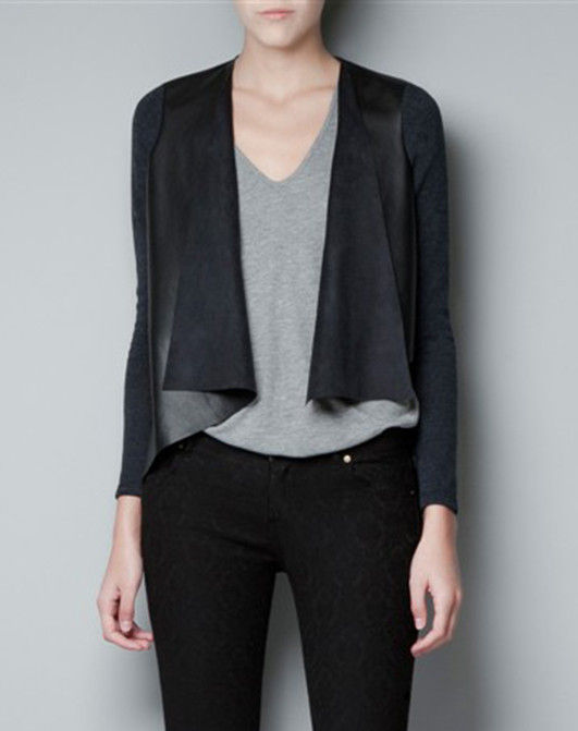 LEATHER FRONT CARDIGAN - product image