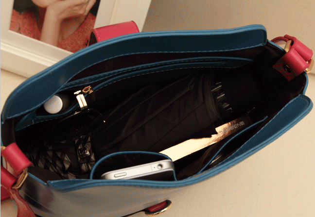 TWO TONE WITH LEATHER SHOULDER BAG - product image