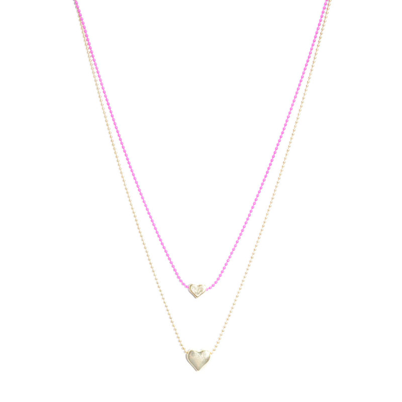 TWO TONE CHAIN WITH HEATS PENDANT NECKLACE - product image