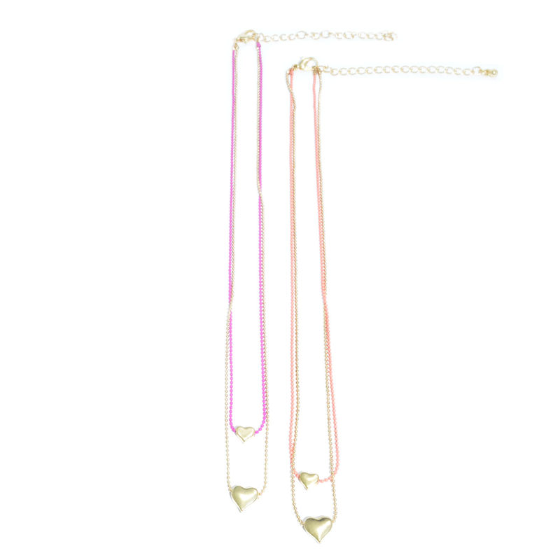 TWO TONE CHAIN WITH HEATS PENDANT NECKLACE - product image