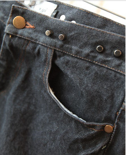 STUDDED FLARE DENIM SHORTS - product image