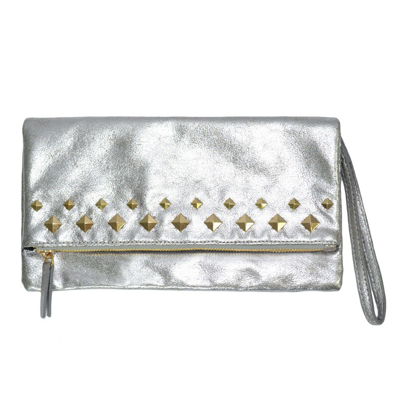 STUDDED CRACK TEXTURE CLUTCH BAG - product image
