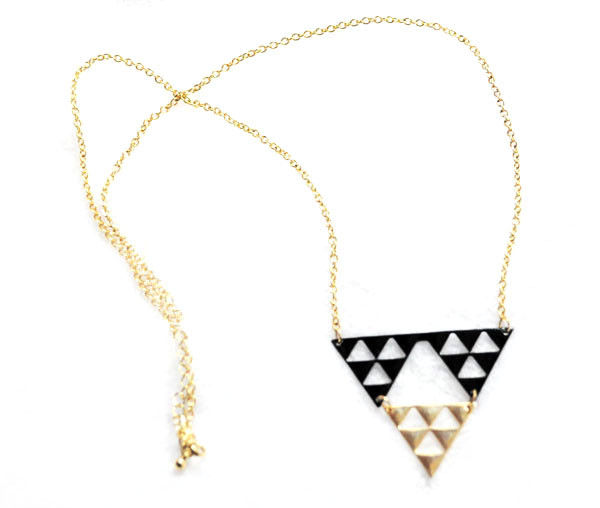 TWO TONE TRIPLE TRIANGLE NECKLACE - product image