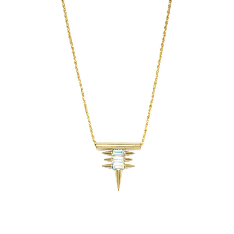 MULTI SPIKES WITH CRYSTAL PENDANT NECKLACE - product image