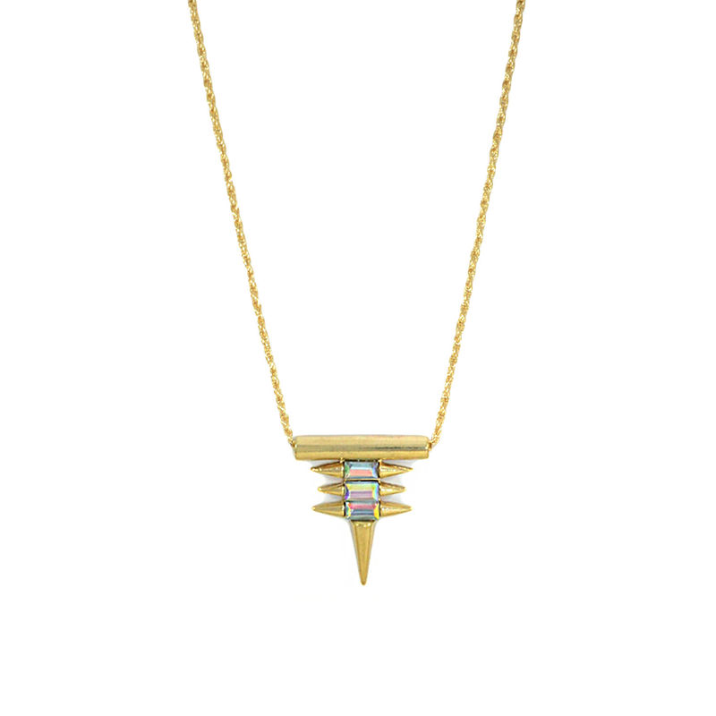 MULTI SPIKES WITH CRYSTAL PENDANT NECKLACE - product image