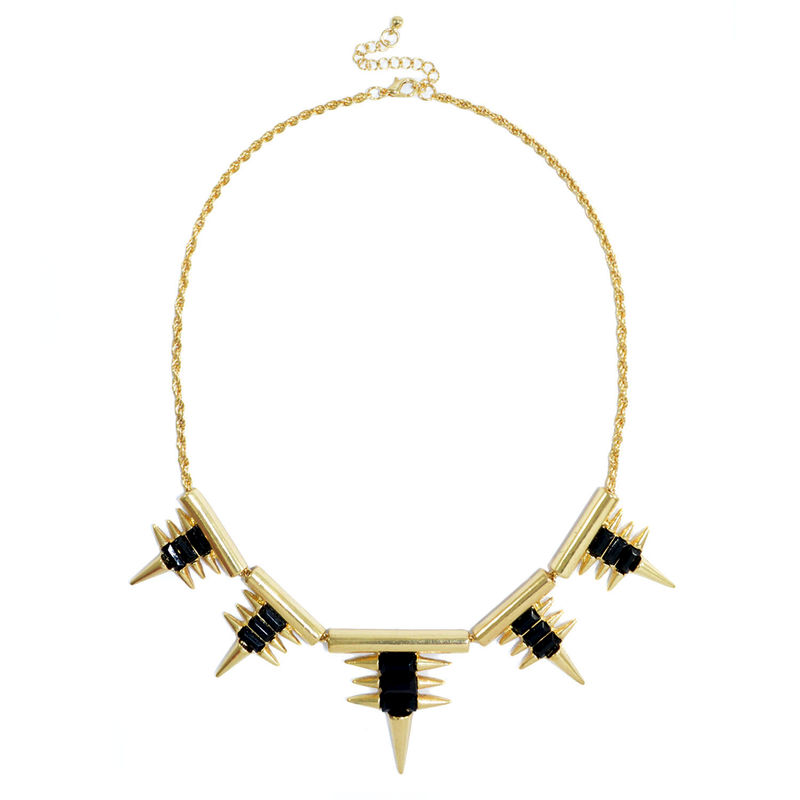 MULTI SPIKE AND CRYSTAL PENDANTS NECKLACE - product image