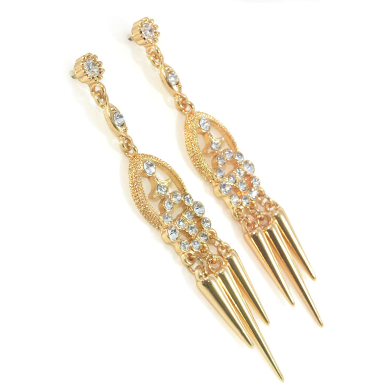 MULTI CRYSTAL AND SPIKE DROP EARRINGS - product image