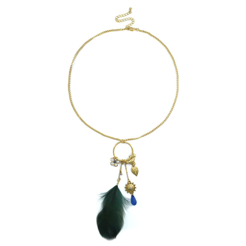 VINTAGE CHARMS WITH FEATHER NECKLACE - product image