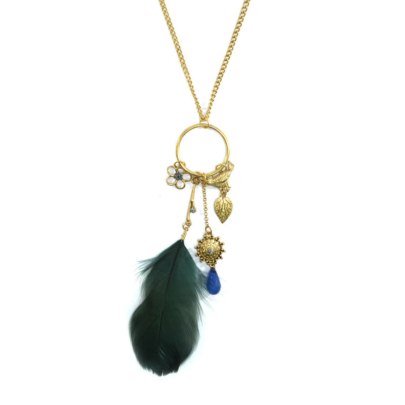 VINTAGE CHARMS WITH FEATHER NECKLACE - product image