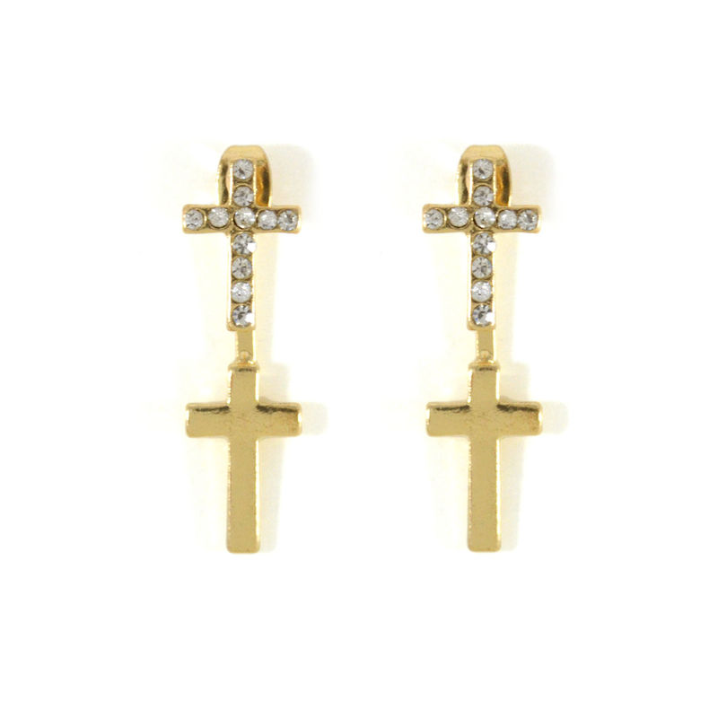 CLEAR CRYSTAL CROSS EARRINGS - product image