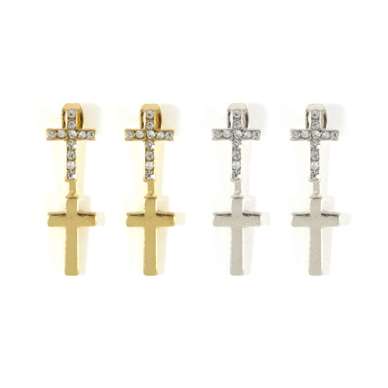 CLEAR CRYSTAL CROSS EARRINGS - product image