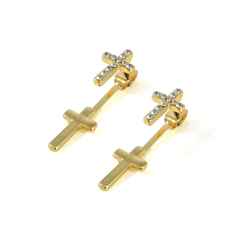 CLEAR CRYSTAL CROSS EARRINGS - product image