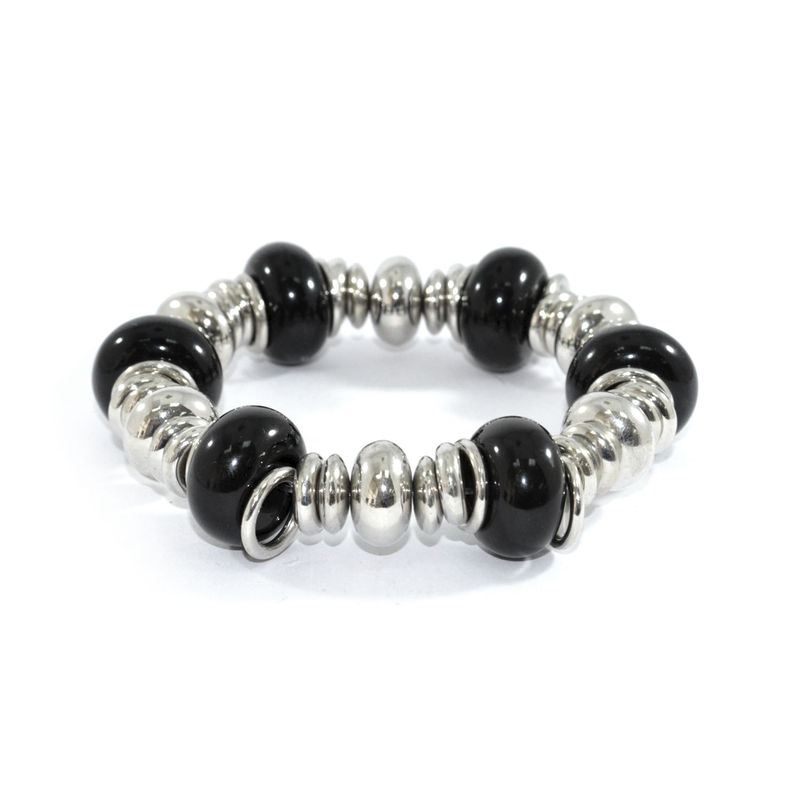 BLACK AND SILVER BEADS BRACELET - product image
