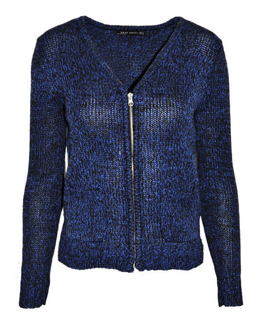 NAVY ZIP CARDIGAN - product image