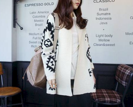 AZTEC PATTERN SHAWL CARDIGAN - product image