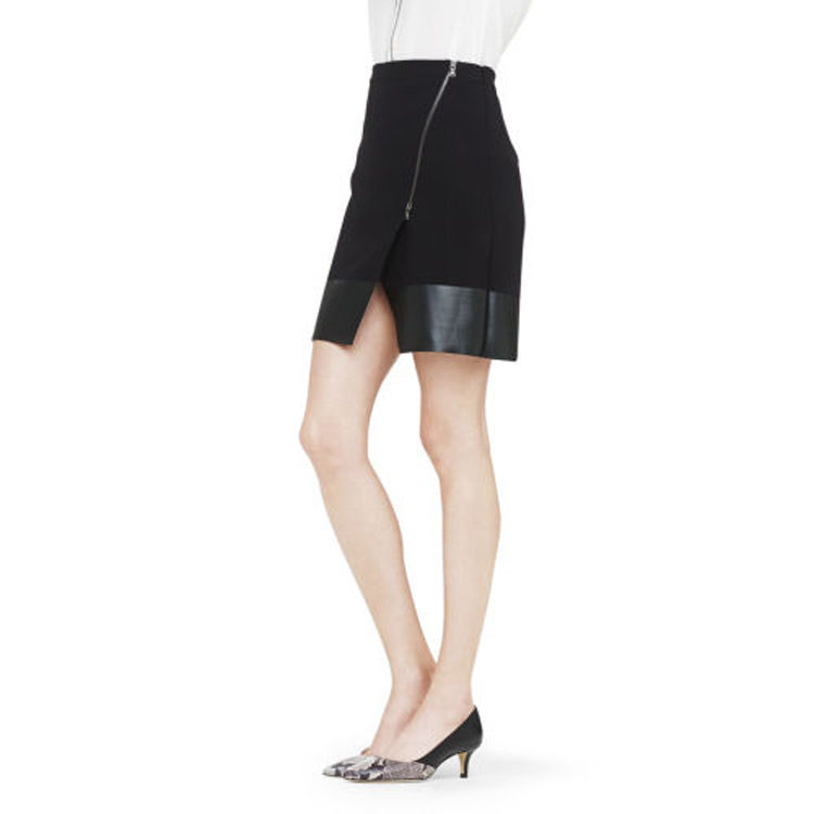 LEATHER LOOK SKIRT WITH ZIP - product image